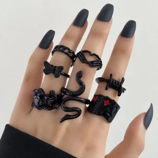 set anillos goticos mujer
